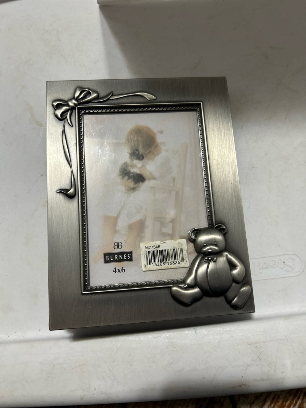 Burnes Of Boston Pewter Teddy Bear & Bow Picture Album